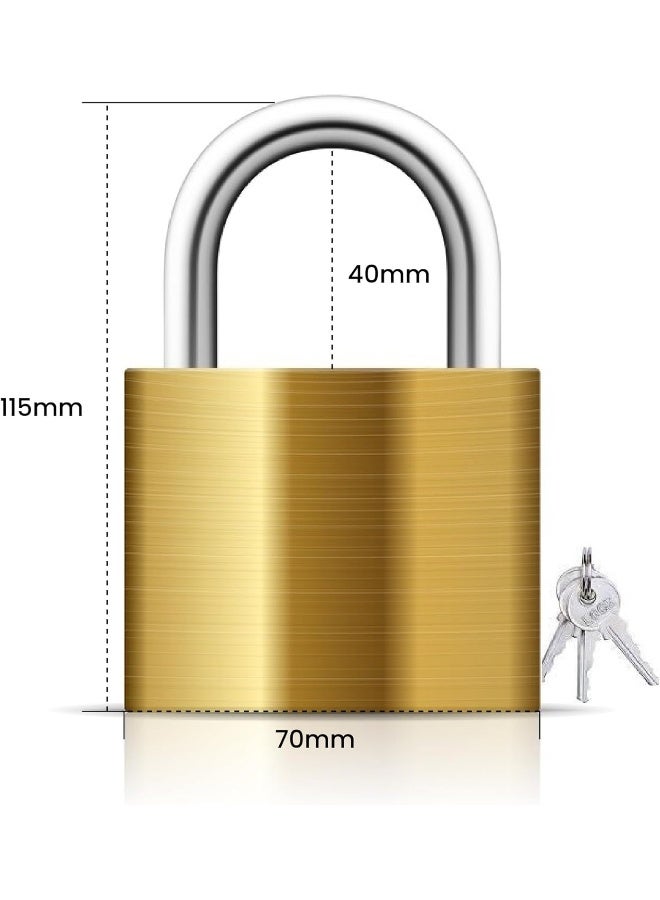 Biella Shackle Padlock With Keys - Outdoor Security Padlock For Shed, Luggage Lock, Backpack, Gym Locker Lock, Suitcase Lockgarage. (75Mm) - Image 3