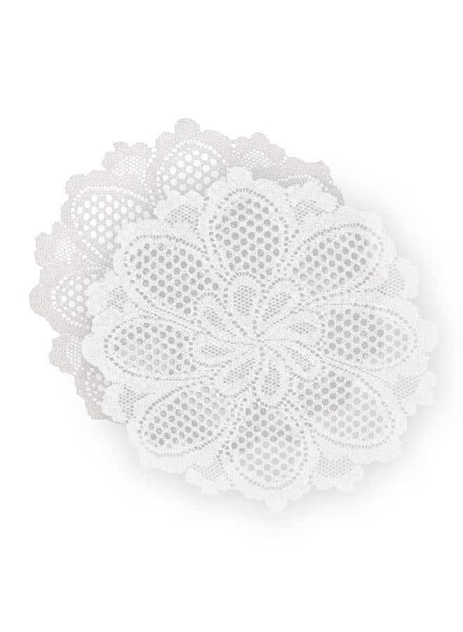 jayla 2 Pcs Round Lace Placemats for Tables Embroidered Lace Tablemats Vintage Crochet Floral Lace Table Runner Vintage Wedding, Tea Party Decor,White,15" Diameter - Image 1