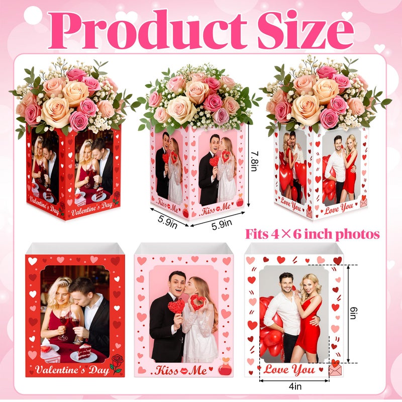 Iceyyyy 12 Pcs Valentine's Photo Centerpieces Box, 6 x 4 Inch Table Picture Centerpieces Display Box, Reusable Valentine's Day Picture Cube Frame for Home Wedding Birthday Anniversary Decor - Image 2