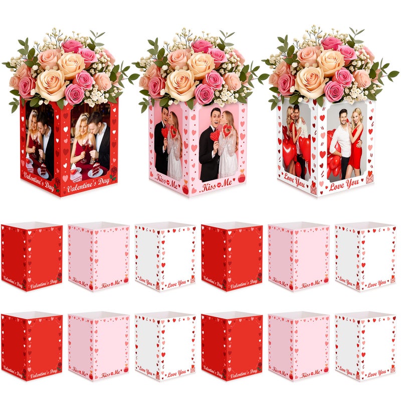 Iceyyyy 12 Pcs Valentine's Photo Centerpieces Box, 6 x 4 Inch Table Picture Centerpieces Display Box, Reusable Valentine's Day Picture Cube Frame for Home Wedding Birthday Anniversary Decor - Image 1