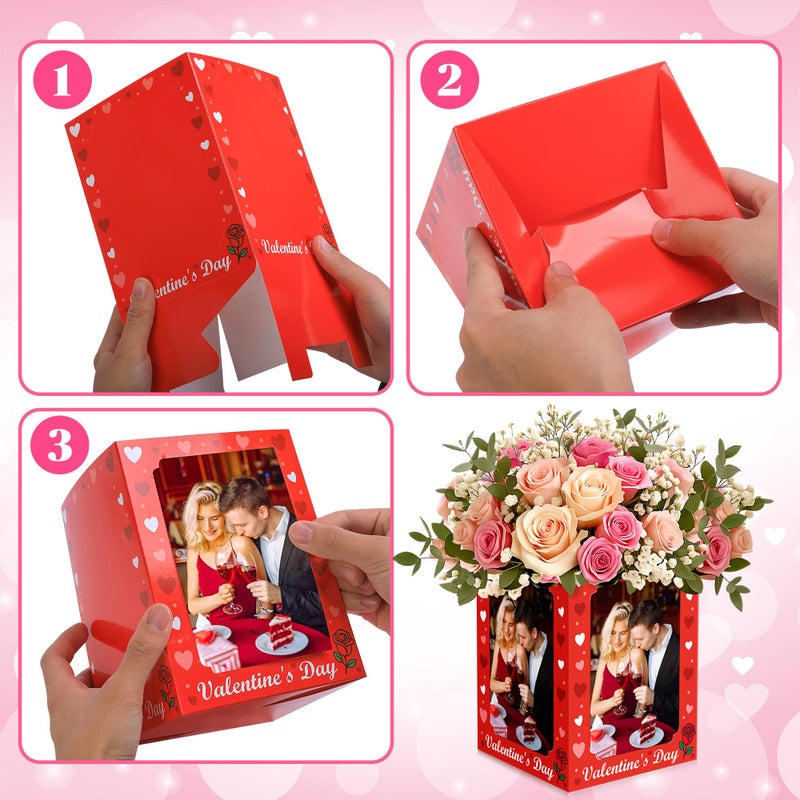 Iceyyyy 12 Pcs Valentine's Photo Centerpieces Box, 6 x 4 Inch Table Picture Centerpieces Display Box, Reusable Valentine's Day Picture Cube Frame for Home Wedding Birthday Anniversary Decor - Image 3
