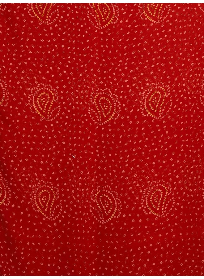 Satrani Women's Georgette Bandhani Printed Saree with Unstitched Blouse Piece (4010S264N_Red1) - Image 5
