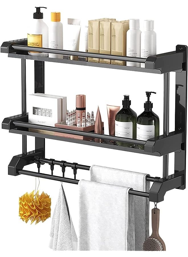 PROMASS - Shelf with Towel Bars Wall Mounted, Storage Towel Rack for Bathroom,Kitchen Storage Rack with Hanger Hooks - Image 1