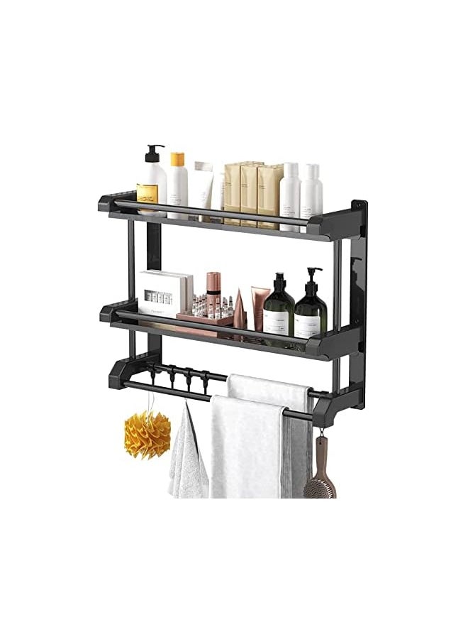 PROMASS - Shelf with Towel Bars Wall Mounted, Storage Towel Rack for Bathroom,Kitchen Storage Rack with Hanger Hooks - Image 1