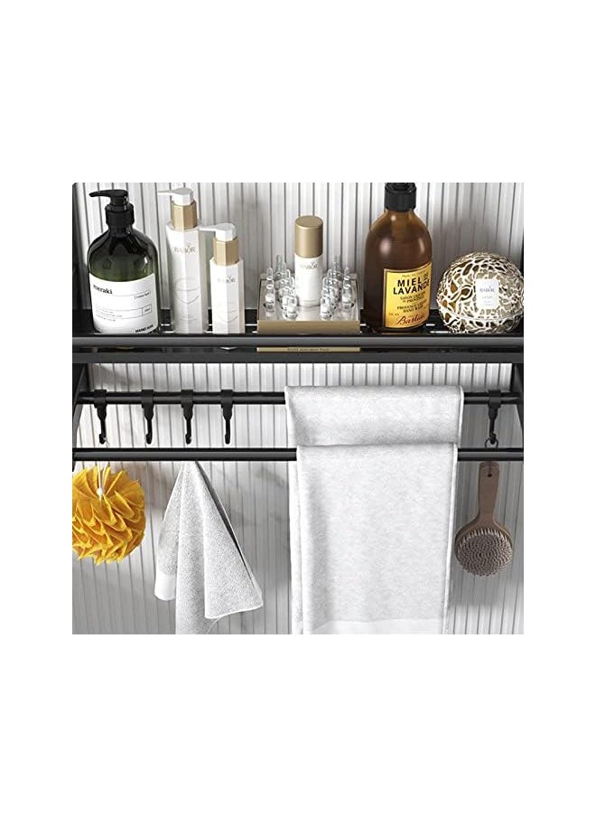 PROMASS - Shelf with Towel Bars Wall Mounted, Storage Towel Rack for Bathroom,Kitchen Storage Rack with Hanger Hooks - Image 1