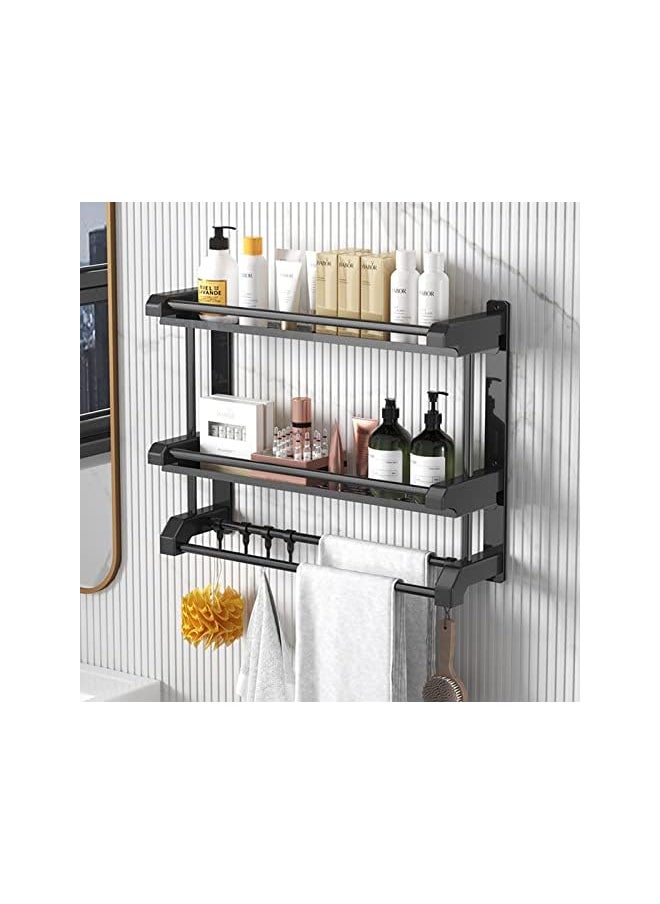 PROMASS - Shelf with Towel Bars Wall Mounted, Storage Towel Rack for Bathroom,Kitchen Storage Rack with Hanger Hooks - Image 1