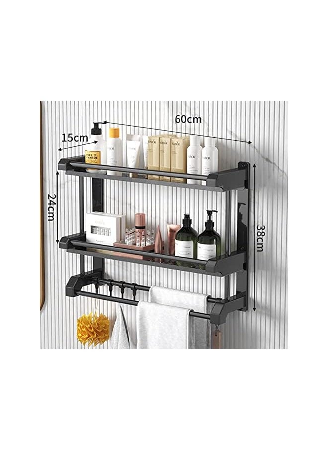 PROMASS - Shelf with Towel Bars Wall Mounted, Storage Towel Rack for Bathroom,Kitchen Storage Rack with Hanger Hooks - Image 1