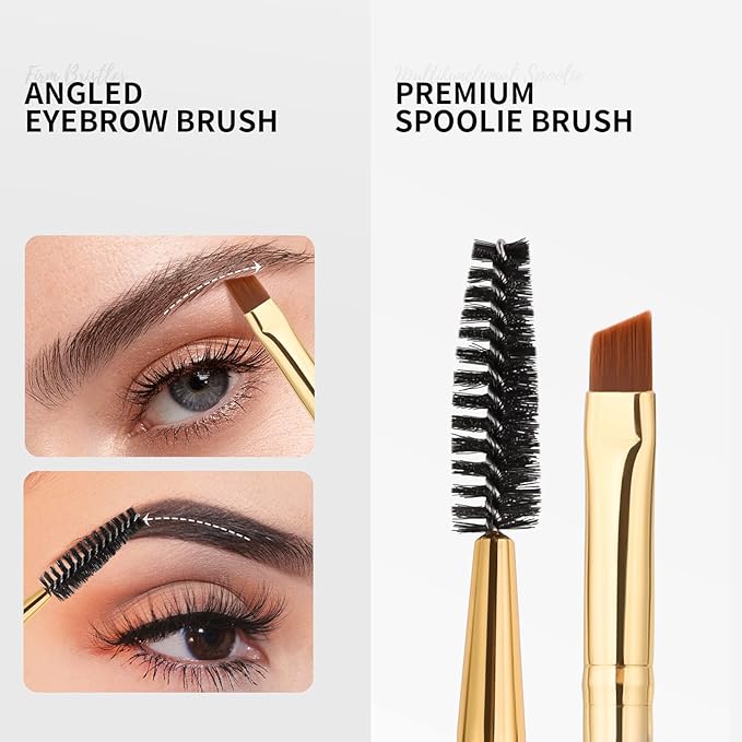 Docolor Eyebrow Brush Duo Eyebrow Spoolie 1Pc Professional Angled Eye Brow Brush Perfect for Lining and Shaping Brows Spoolie for Brows or Lashes White - Image 2