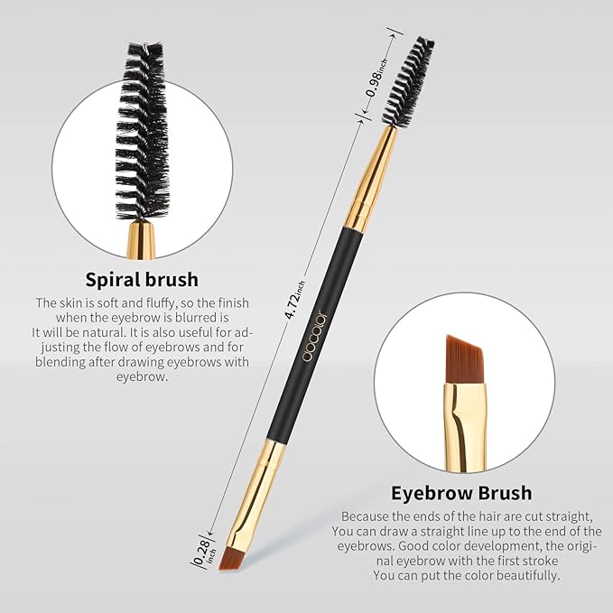 Docolor Eyebrow Brush Duo Eyebrow Spoolie 1Pc Professional Angled Eye Brow Brush Perfect for Lining and Shaping Brows Spoolie for Brows or Lashes White - Image 5
