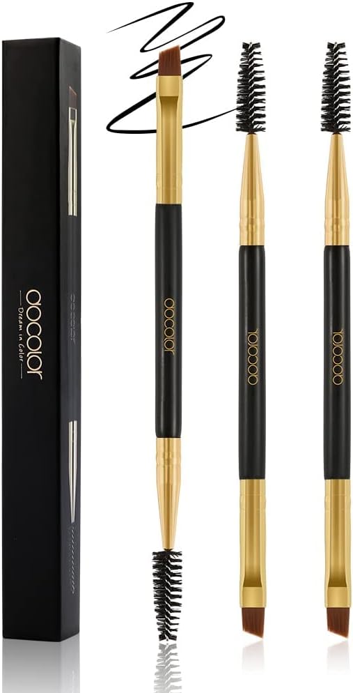 Docolor Eyebrow Brush Duo Eyebrow Spoolie 1Pc Professional Angled Eye Brow Brush Perfect for Lining and Shaping Brows Spoolie for Brows or Lashes White - Image 1