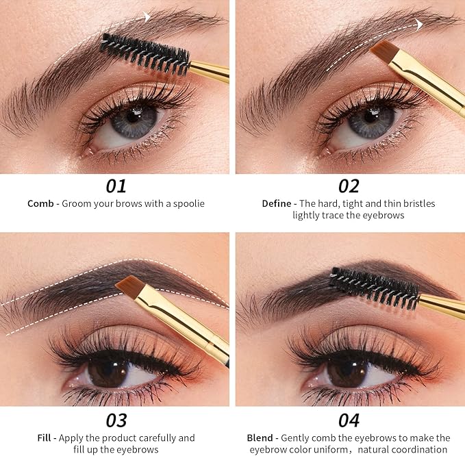 Docolor Eyebrow Brush Duo Eyebrow Spoolie 1Pc Professional Angled Eye Brow Brush Perfect for Lining and Shaping Brows Spoolie for Brows or Lashes White - Image 3