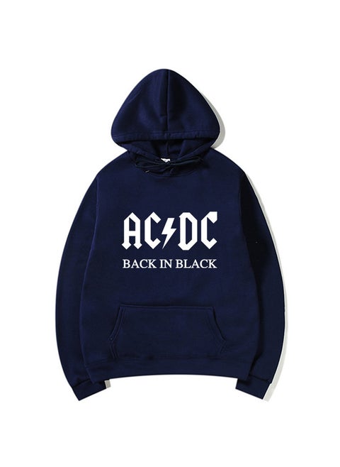 Spring Autumn AC/DC Print Hoodie Casual Slim Mens Sweatshirt Navy blue