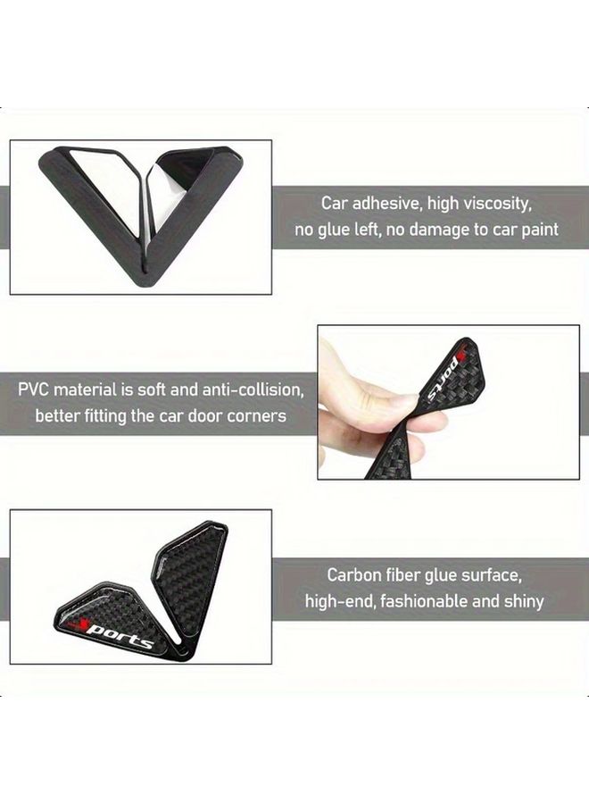 Real Carbon Fiber ABS Car Door Corner Protectors Self Adhesive Anti Collision Edge Guards Black Sport - Image 4