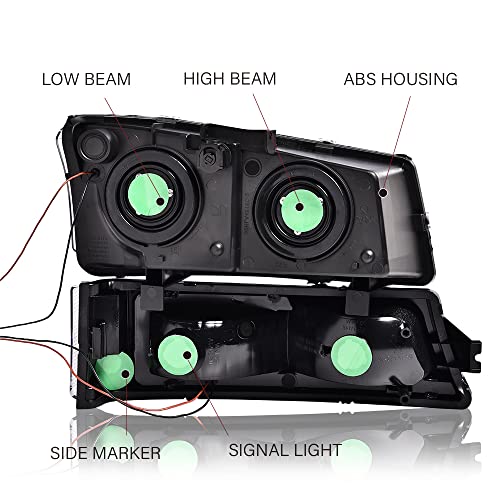 GPLUS G-PLUS LED DRL Headlights, Fit Chevy Silverado 1500 2500 3500&HD 2003-2006/Fit Chevy Avalanche 2003-2006 Bumper Headlamps,faro Smoky Lens Black Housing Amber Reflector,faros delanteros - Image 5