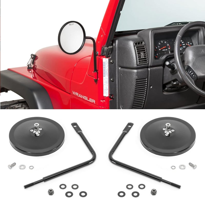 Quadratec Adventure Doorless Mirrors with Round Head - Pair of 2 for Jeep Wrangler & Gladiator (1976-2022) - Image 1