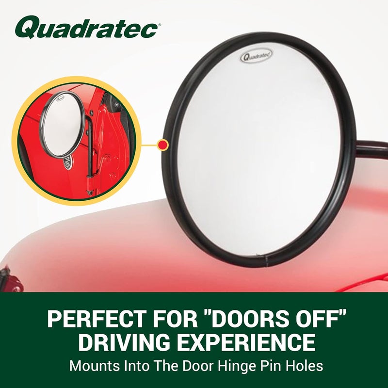 Quadratec Adventure Doorless Mirrors with Round Head - Pair of 2 for Jeep Wrangler & Gladiator (1976-2022) - Image 2
