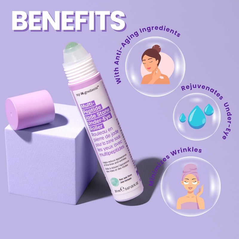 Masque Bar My Ingredients Hydrating Under Eye Serum with 360 Jade Stone Roller Multipeptides Hyaluronic Acid Treats Eye Puffiness Dark Circles Instant Wrinkle Remover Korean Skincare20ml - Image 2