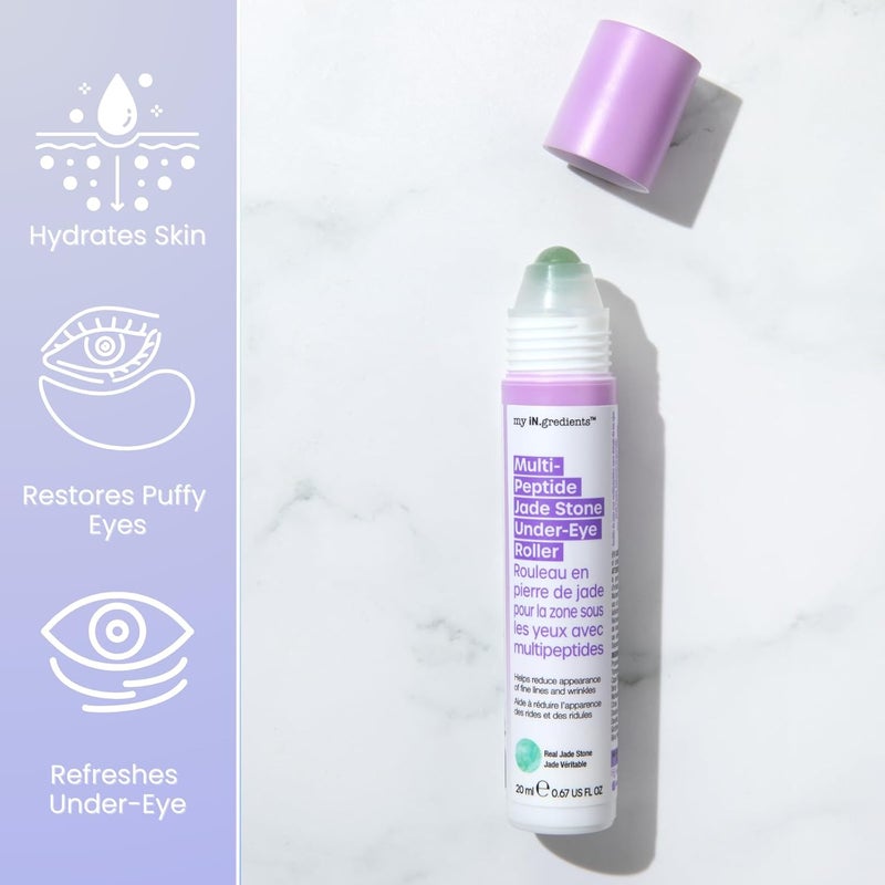 Masque Bar My Ingredients Hydrating Under Eye Serum with 360 Jade Stone Roller Multipeptides Hyaluronic Acid Treats Eye Puffiness Dark Circles Instant Wrinkle Remover Korean Skincare20ml - Image 4