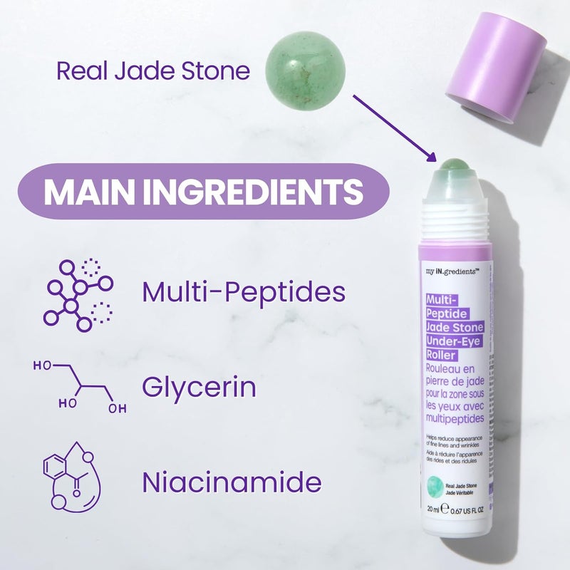 Masque Bar My Ingredients Hydrating Under Eye Serum with 360 Jade Stone Roller Multipeptides Hyaluronic Acid Treats Eye Puffiness Dark Circles Instant Wrinkle Remover Korean Skincare20ml - Image 5