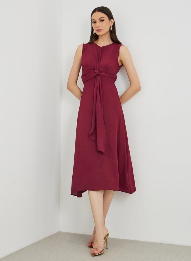 Take Two Sleeveless Twist Front A-Line Midi Dress - Image 1