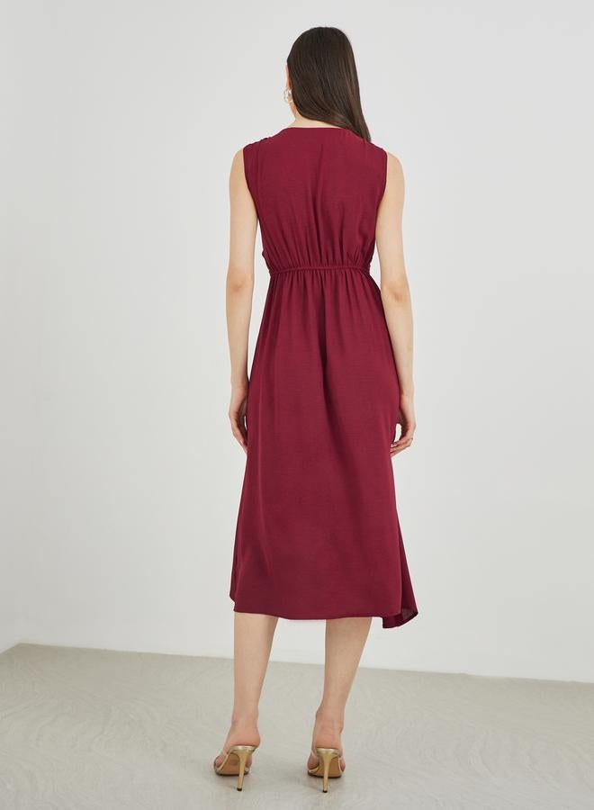 Take Two Sleeveless Twist Front A-Line Midi Dress - Image 5