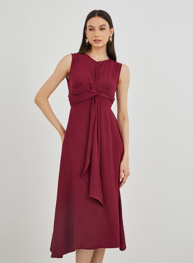 Take Two Sleeveless Twist Front A-Line Midi Dress - Image 3