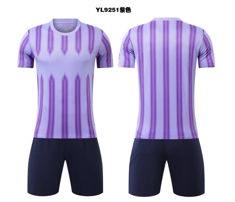 Generic Training class team training uniform adult children football uniform short-sleeved suit student class uniform T-shirt advertising shirt cross-border YL-9251 purple