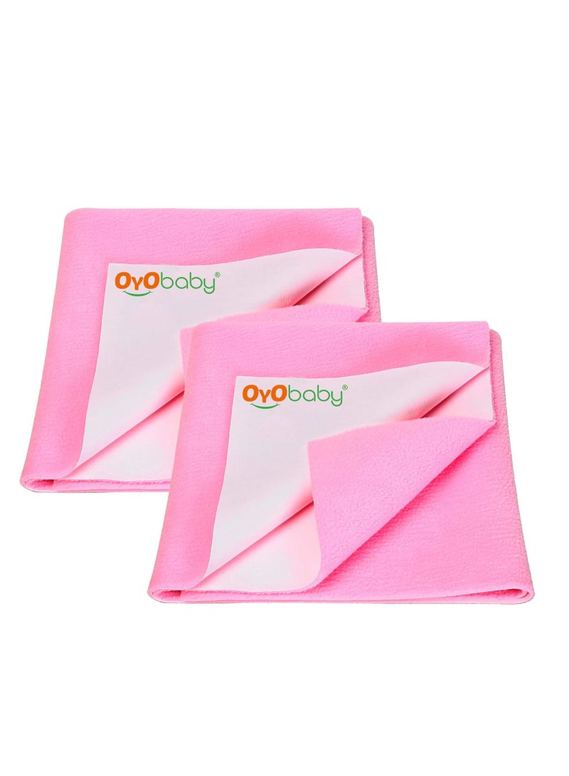 OYO BABY Toddler Baby Bed Sheet with Water
  Resistant and Easily Washable Dry Sheet, Extra Absorbent Washable Dry Sheet |
  Soft and Fleece Baby Bed Sheet for Toddler Kids, Large Size 140 X 100cm, Pink - Image 1