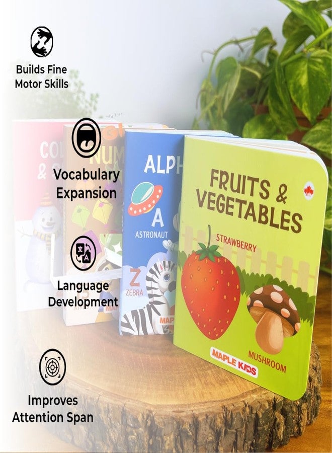 BrainyTots Board Books Set on 8 Topics | 5-Books Collection Featuring Animals, Birds, Fruits, Vegetables, Colors, Shapes, Alphabets & Numbers for Early Language Exploration - Image 3