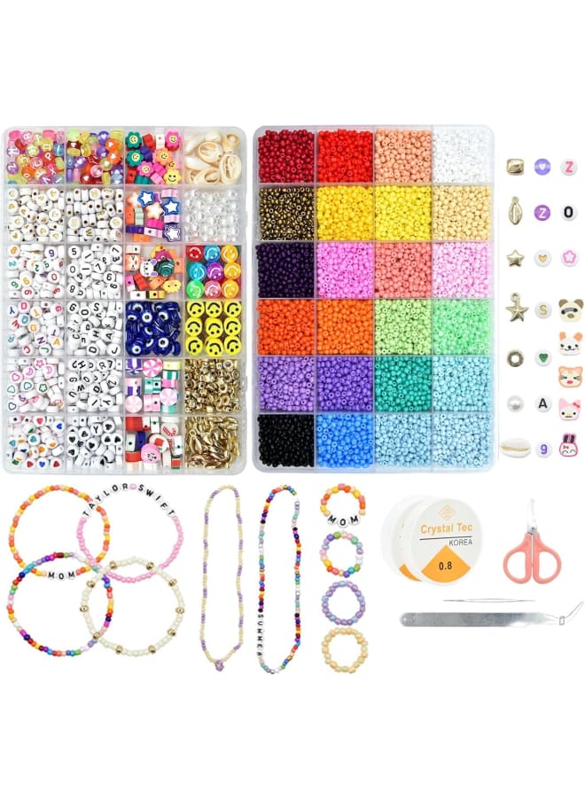 18800pcs 3mm Glass Seed Beads 24 Colors Small Beads Kit Bracelet Beads for DIY Bracelets Necklace Jewelry Making Supplies Top Best Christmas Birthday Gifts(3mm) - Image 1