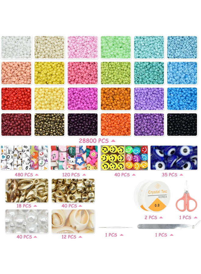 18800pcs 3mm Glass Seed Beads 24 Colors Small Beads Kit Bracelet Beads for DIY Bracelets Necklace Jewelry Making Supplies Top Best Christmas Birthday Gifts(3mm) - Image 2