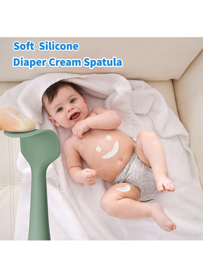 Muyixin ملعقة توزيع كريم الحفاضات للأطفال، عبوة من 4 قطع من ملعقة توزيع معجون الأطفال السيليكونية، فرشاة توزيع كريم الطفح الجلدي الصغيرة - Image 3