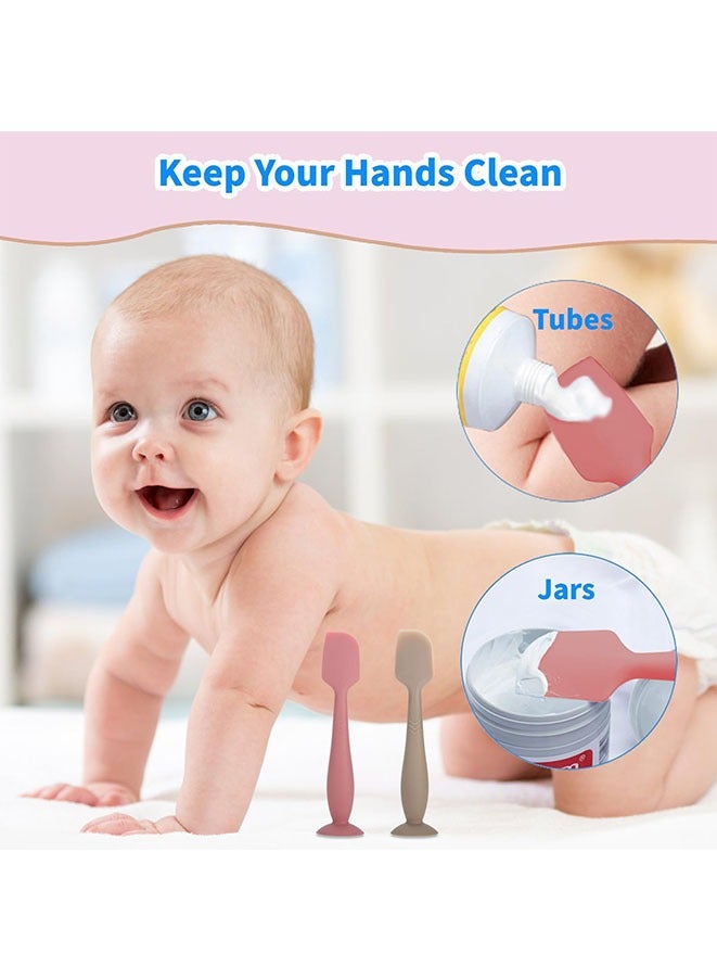 Muyixin ملعقة توزيع كريم الحفاضات للأطفال، عبوة من 4 قطع من ملعقة توزيع معجون الأطفال السيليكونية، فرشاة توزيع كريم الطفح الجلدي الصغيرة - Image 5