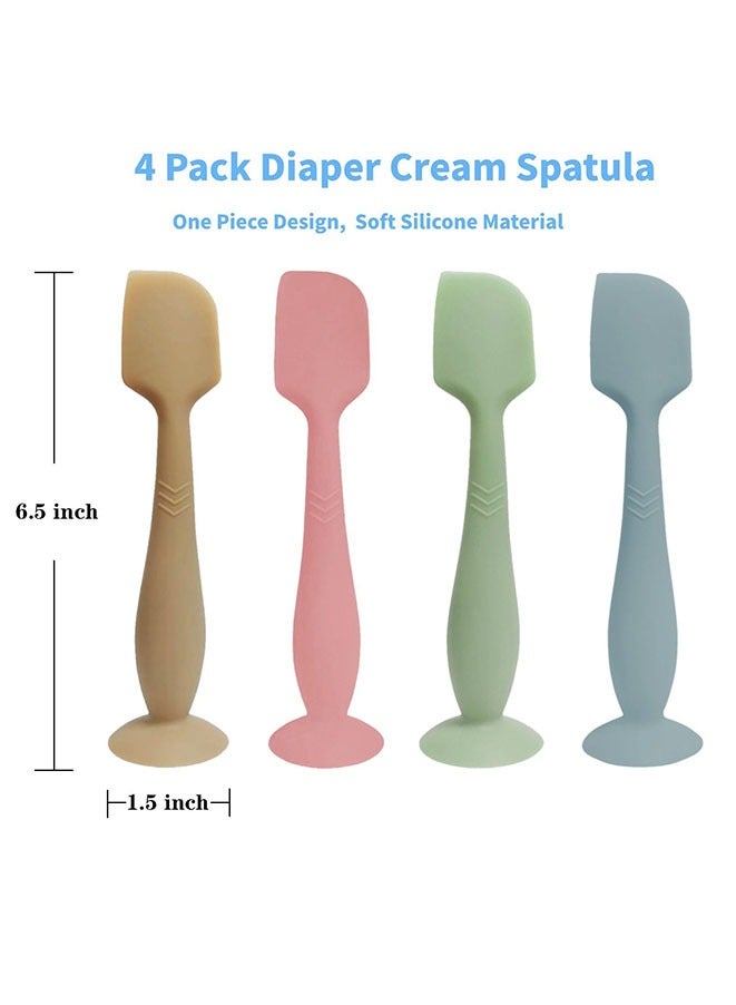 Muyixin ملعقة توزيع كريم الحفاضات للأطفال، عبوة من 4 قطع من ملعقة توزيع معجون الأطفال السيليكونية، فرشاة توزيع كريم الطفح الجلدي الصغيرة - Image 2