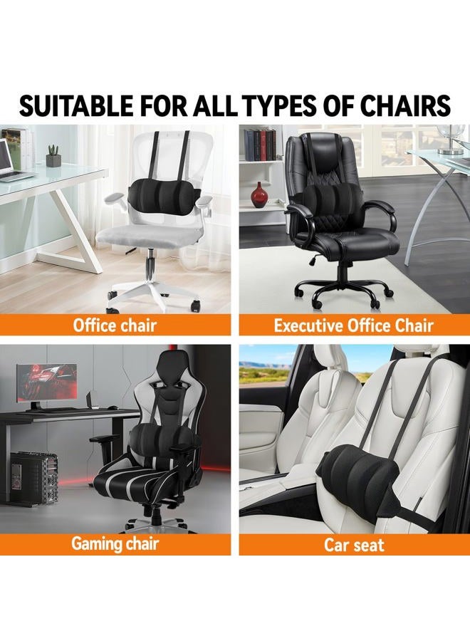 Veitail Lumbar Support Pillow for Office Chair & Car,Back Support for Office Chair,Adjustable Straps Securely Fixed Seat (Black) - Image 5