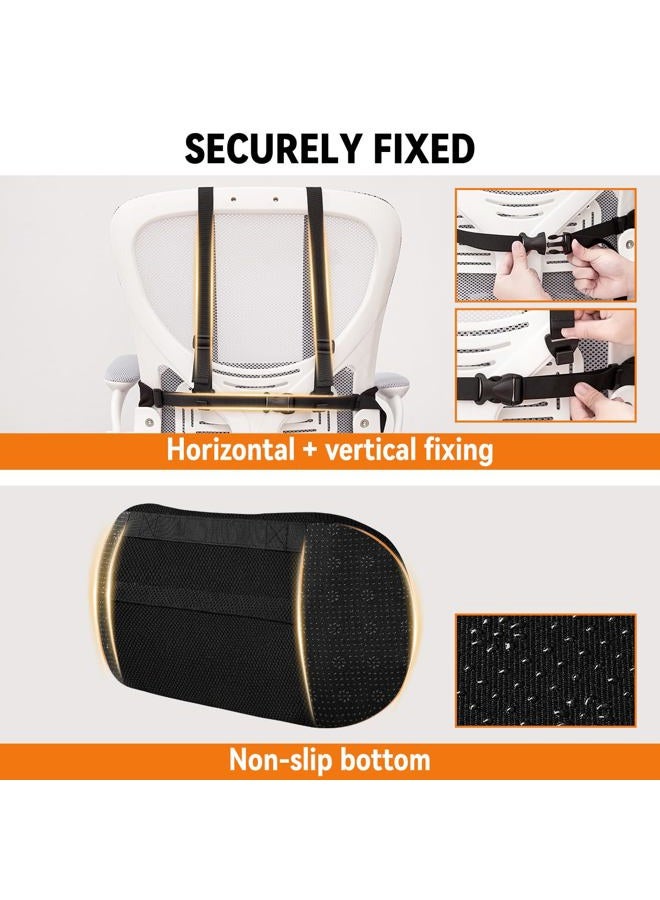 Veitail Lumbar Support Pillow for Office Chair & Car,Back Support for Office Chair,Adjustable Straps Securely Fixed Seat (Black) - Image 3