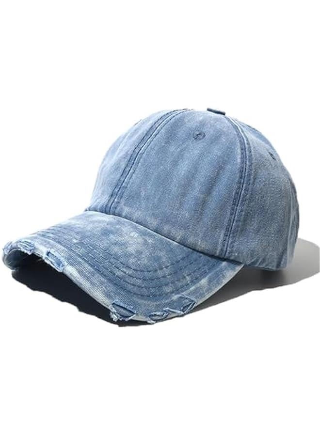 Classic Washed Distressed Vintage Baseball Cap Unconstructed Soft Cotton Denim Dad Hat for Men Women - Image 1