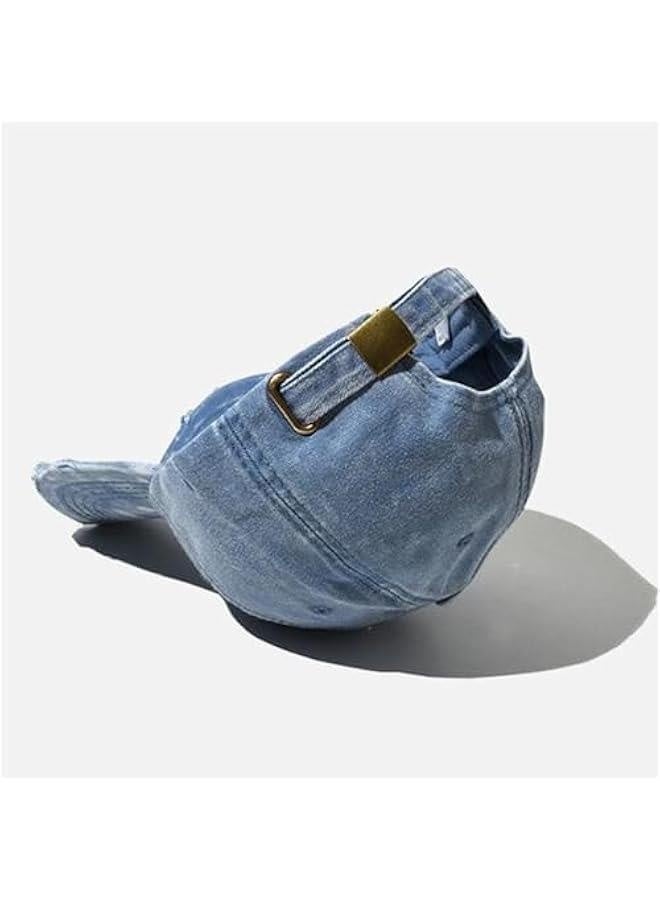 Classic Washed Distressed Vintage Baseball Cap Unconstructed Soft Cotton Denim Dad Hat for Men Women - Image 3