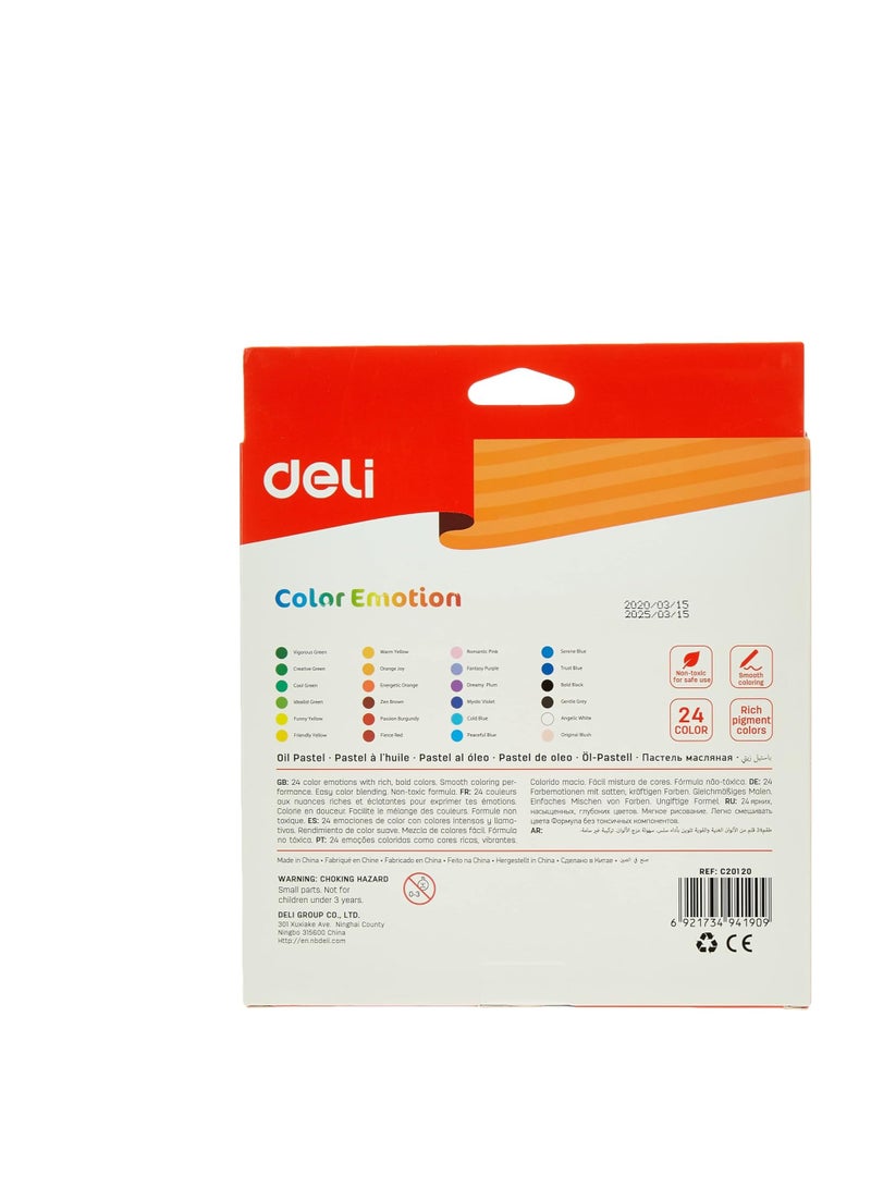 Deli Color Emotion Oil Pastel Set for Perfect Blending, 24-Piece, C20120, Multicolour - Image 2