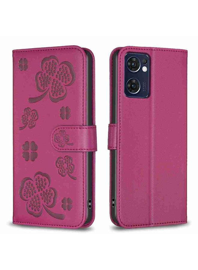 S-TOP Case For OPPO Reno7 5G / Find X5 Lite Four-leaf Embossed Leather Phone Case - Image 1