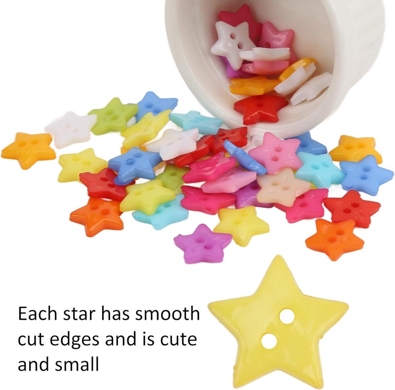 Resin Cute Buttons Durable for DIY Sewing & Crafts, 200 Pcs Star Buttons for Kids or Friends, Portable & Cute Resin Button for Sewing (12MM) - Image 4