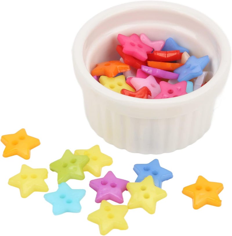 Resin Cute Buttons Durable for DIY Sewing & Crafts, 200 Pcs Star Buttons for Kids or Friends, Portable & Cute Resin Button for Sewing (12MM) - Image 2