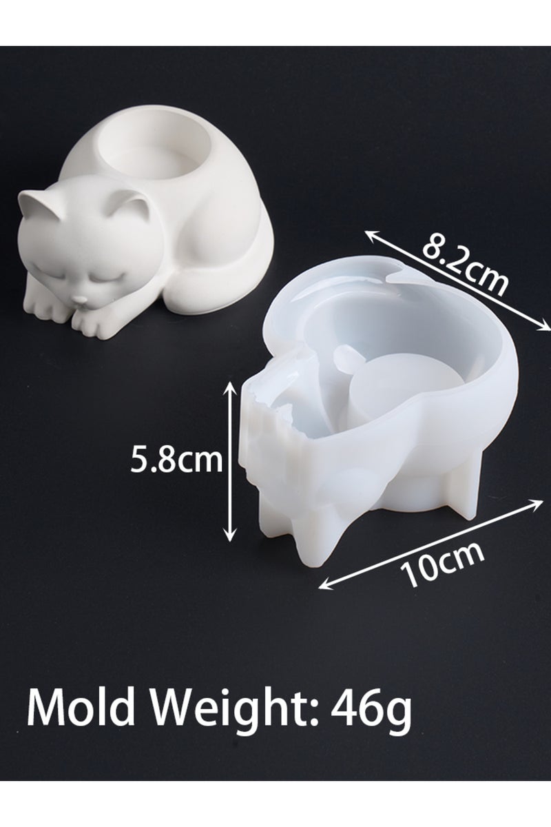 قالب سيليكون ثلاثي الأبعاد على شكل قطة نائمة، يُستخدم كحامل شموع من الراتنج، أو كهدية تذكارية على شكل ملاك.
