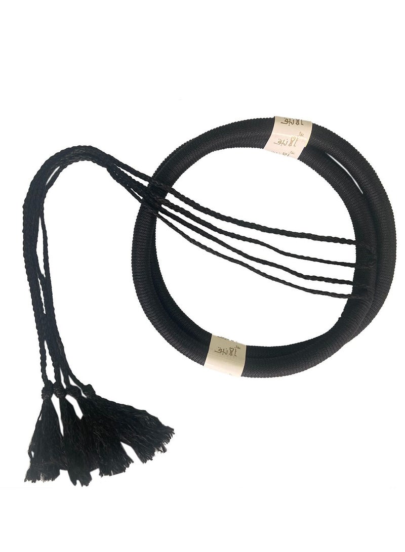 Loquat Arabian Head Hoop For Man Wool Headband With Tassels Black 