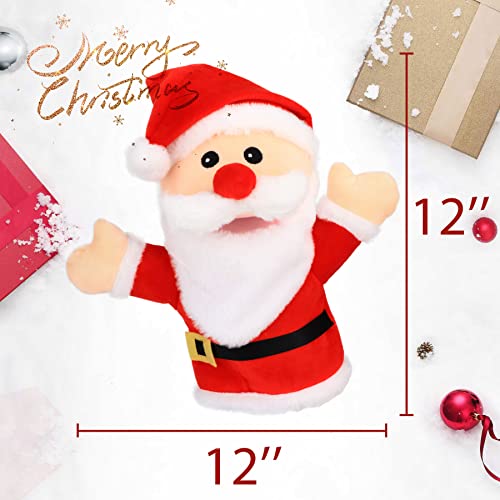 Hopearl Plush Christmas Santa Claus Hand Puppet with Open Movable Mouth for Imaginative Play Role Play Interactive Toy for Storytelling Teaching Puppet Theater Gift for Kids Boys Girls Red 16 - Image 5