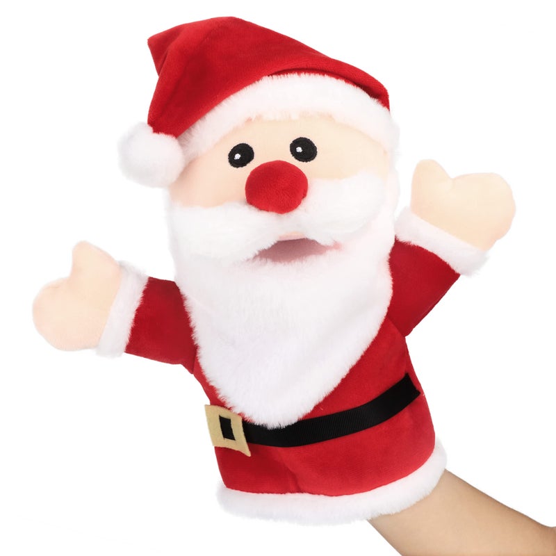 Hopearl Plush Christmas Santa Claus Hand Puppet with Open Movable Mouth for Imaginative Play Role Play Interactive Toy for Storytelling Teaching Puppet Theater Gift for Kids Boys Girls Red 16 - Image 3