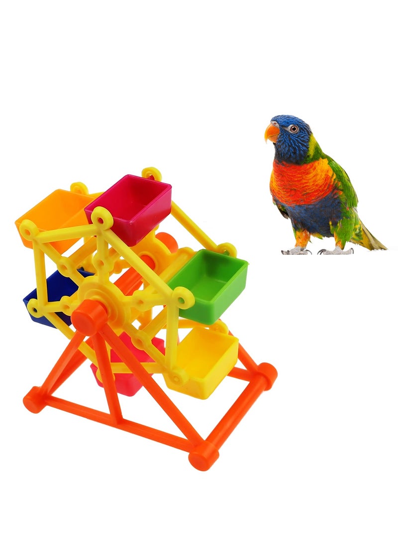 SYOSI Bird Food Feeder, Automatic Feeders Rotating Training Foraging Toy for Parrot Birds, Ferris Wheel Fun Plastic Birds Feeding Dispenser Intelligence Growth Toys for Small Medium Birds - Image 1