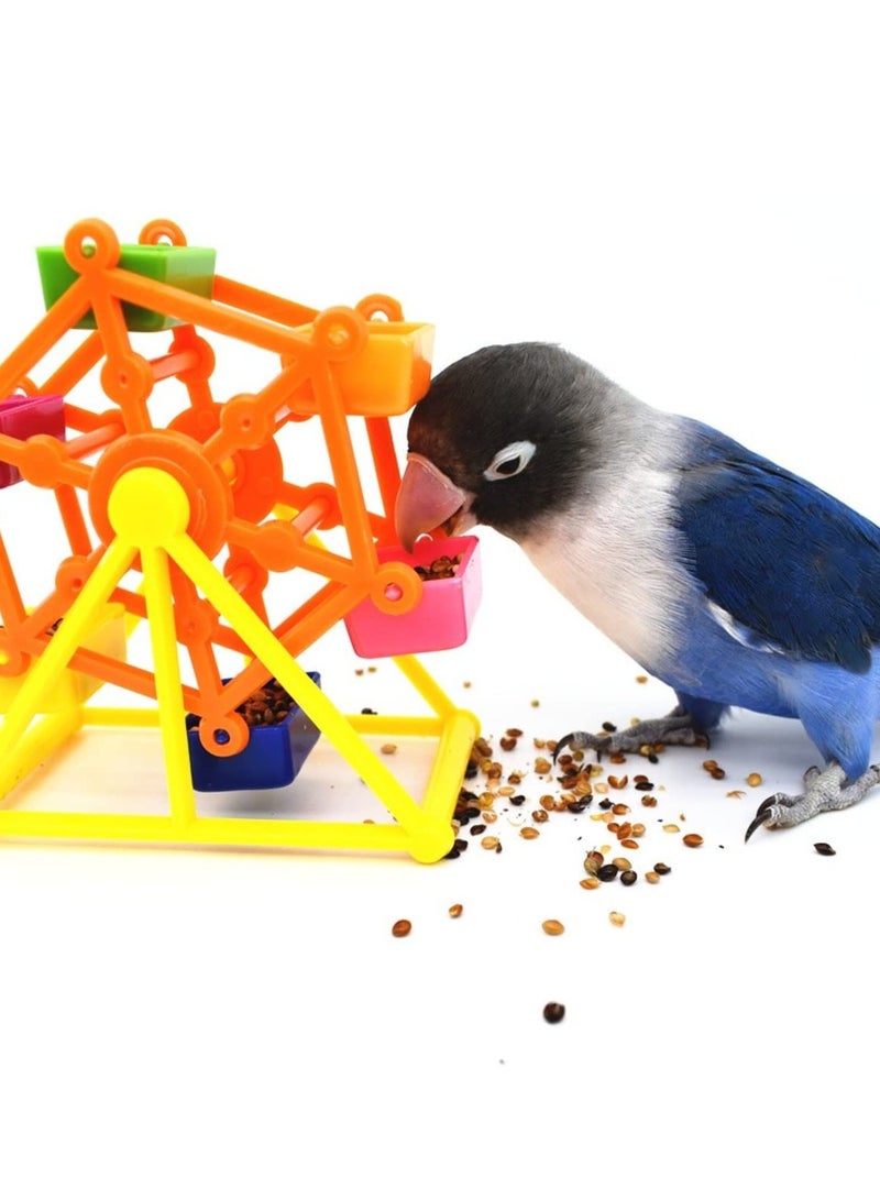 SYOSI Bird Food Feeder, Automatic Feeders Rotating Training Foraging Toy for Parrot Birds, Ferris Wheel Fun Plastic Birds Feeding Dispenser Intelligence Growth Toys for Small Medium Birds - Image 3