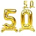 YiYou 50 Balloon Numbers Gold Giant Self Standing Number 50 Balloon Birthday Foil Balloons for 50th Birthday Party Decorations 50 Anniversary Party Supplies - Image 2