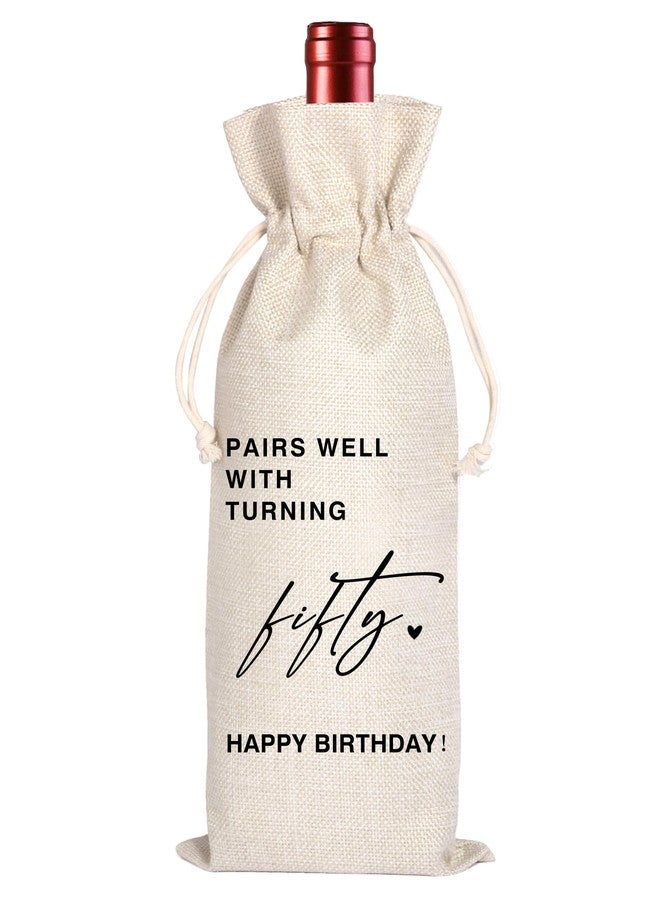 Maydvdv 50th Birthday Wine Bag | Fifty Birthday Gift | 50 Years Old Gift | Pairs Well with Birthday Bag | Birthday Gift For Women Men | 1974 Unique Birthday Gift 11WB56 (50th Birthday) - Image 1
